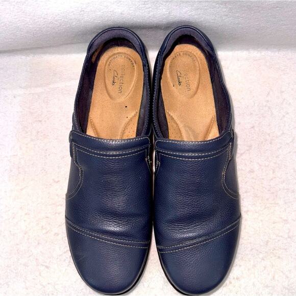 Women’s Clarks Cora Poppy Slip-on Leather Loafers Blue size 11 - Picture 1 of 9